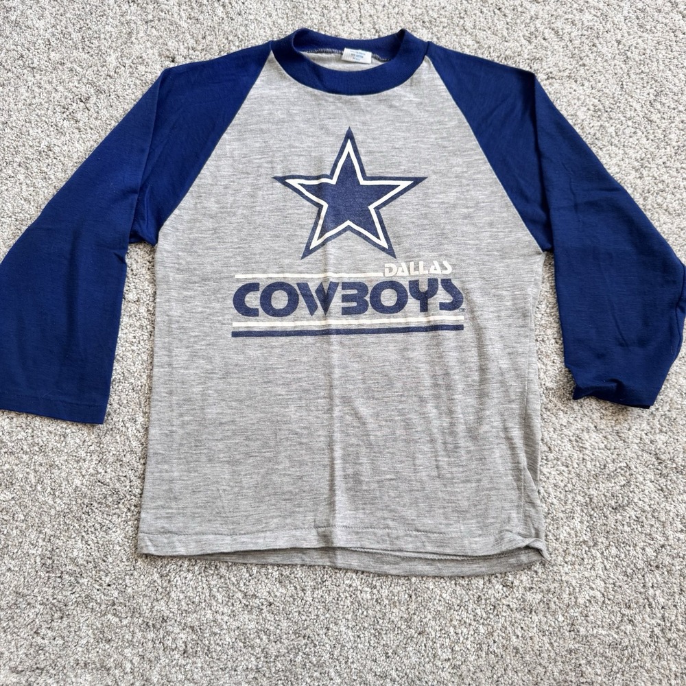 Vintage Single Stitch Dallas Cowboys Shirt Raglan 3/4 Sleeve‎ Made In USA 1980